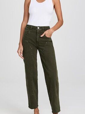 PAIGE Olive Green Alexis Workwear Pants
